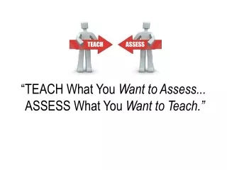 “TEACH What You  Want to Assess...   ASSESS What You  Want to Teach.”