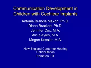 communication development in children with cochlear implants