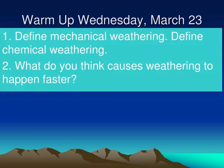 warm up wednesday march 23