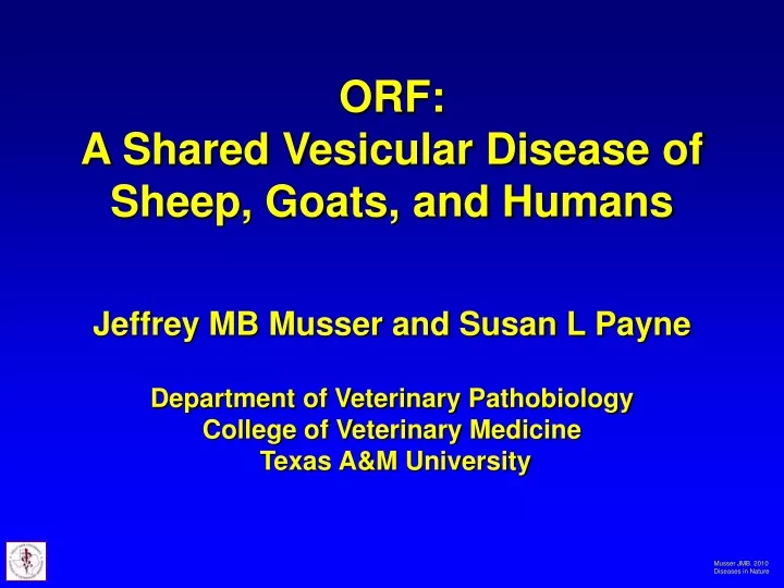 orf a shared vesicular disease of sheep goats and humans