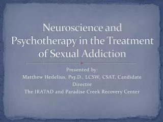 Neuroscience and Psychotherapy in the Treatment of Sexual Addiction