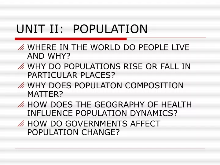 unit ii population