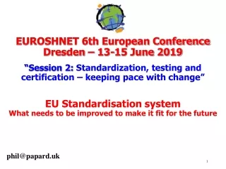 EUROSHNET 6th European Conference Dresden – 13-15 June 2019