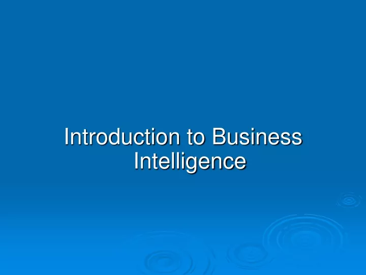 introduction to business intelligence