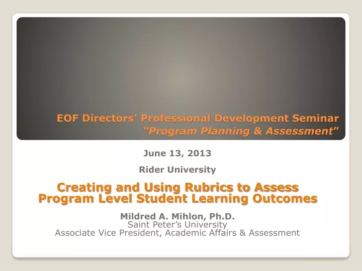 eof directors professional development seminar program planning assessment