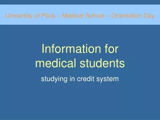 Information for  medical students
