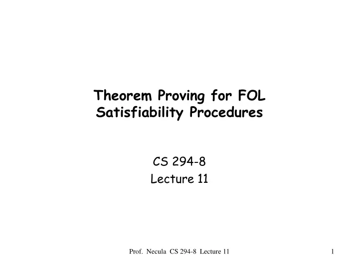 theorem proving for fol satisfiability procedures