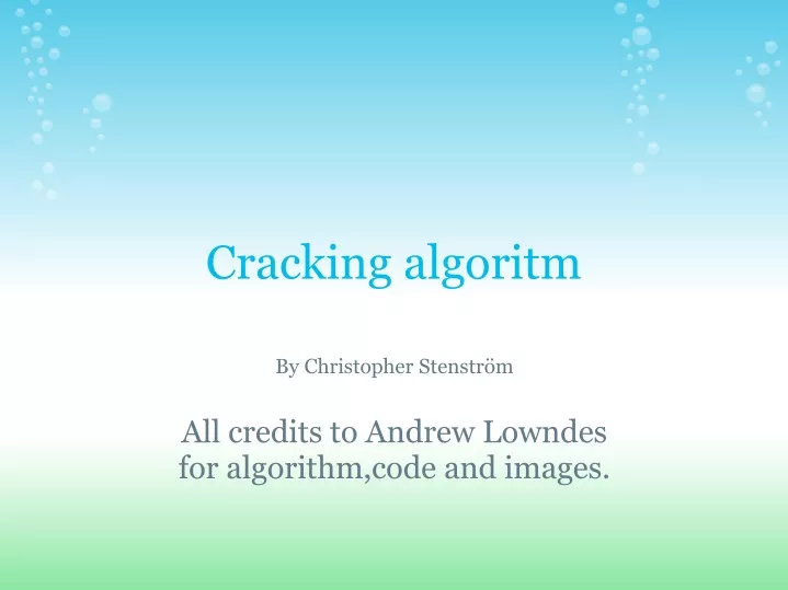 cracking algoritm