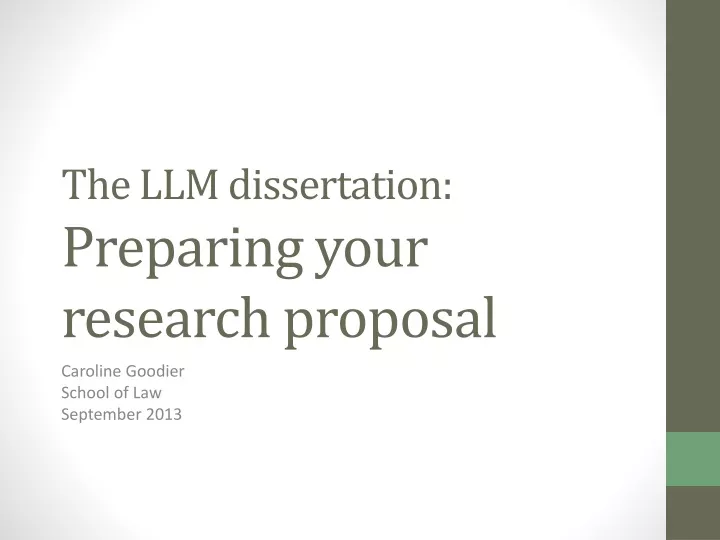 the llm dissertation preparing your research proposal