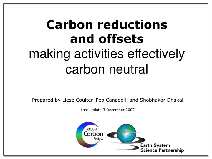 carbon reductions and offsets making activities