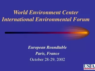 World Environment Center International Environmental Forum