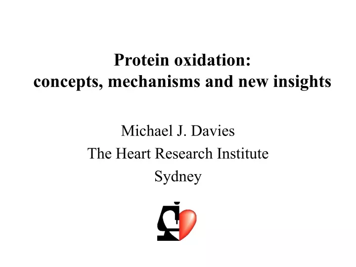 protein oxidation concepts mechanisms and new insights