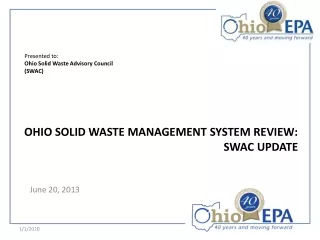 Ohio Solid waste management system review: SWAC Update