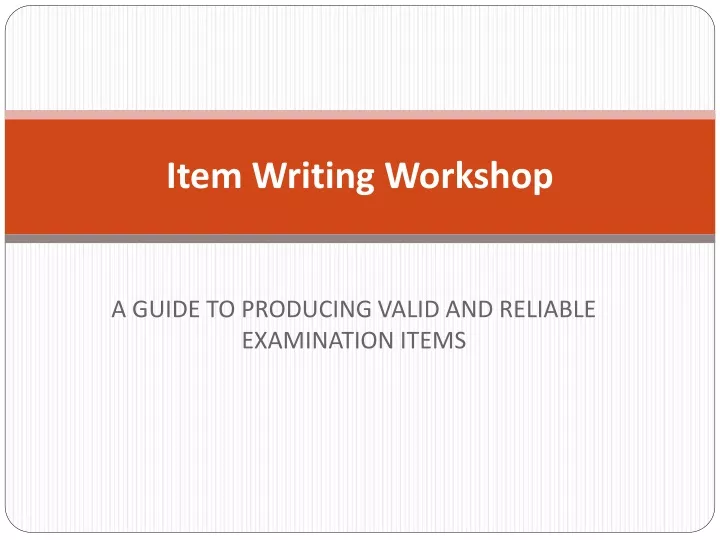 item writing workshop