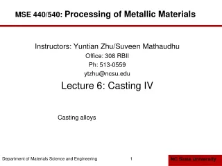 MSE 440/540:  Processing of Metallic Materials