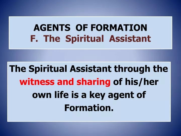 agents of formation f the spiritual assistant