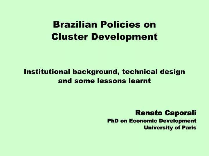 brazilian policies on cluster development