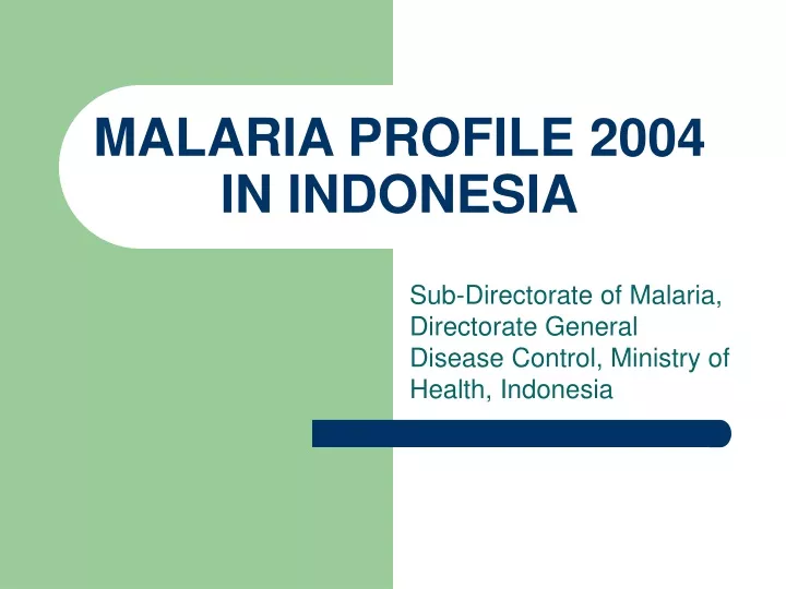 malaria profile 2004 in indonesia