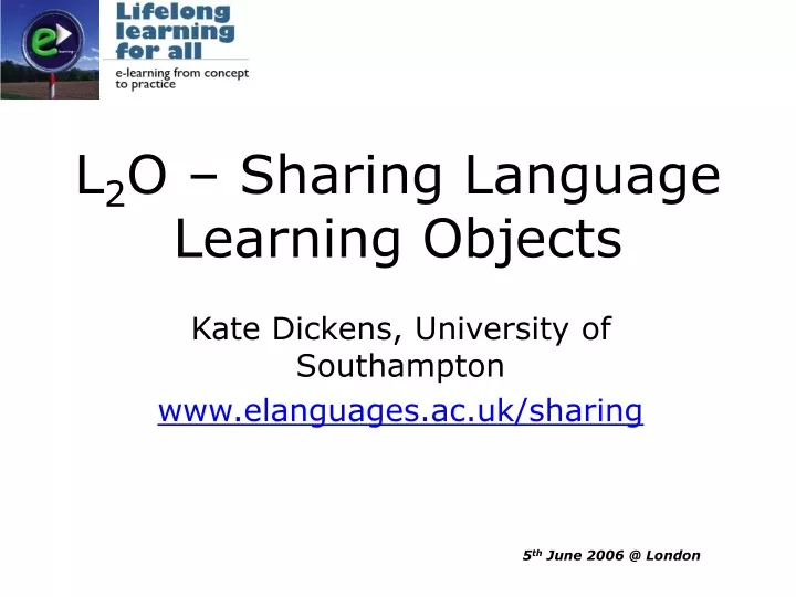 l 2 o sharing language learning objects
