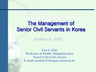 The Management of  Senior Civil Servants in Korea