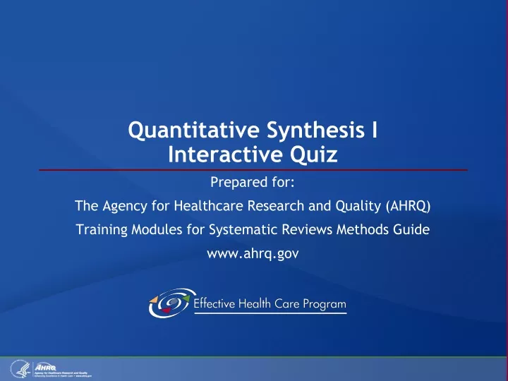 quantitative synthesis i interactive quiz