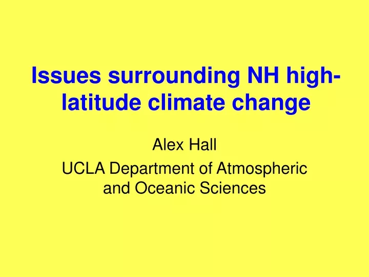 issues surrounding nh high latitude climate change
