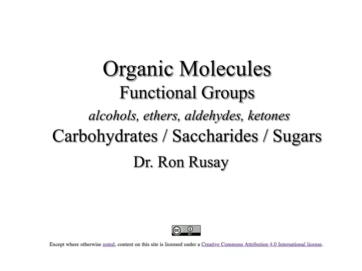 organic molecules functional groups alcohols