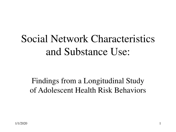 social network characteristics and substance use