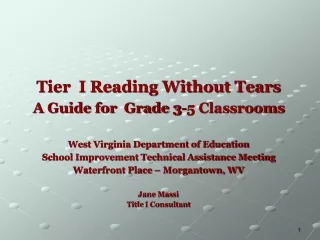 Tier  I Reading Without Tears A Guide for  Grade 3-5 Classrooms