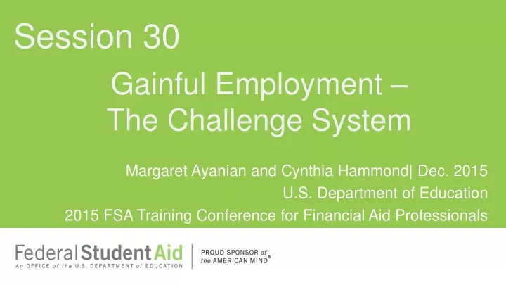 gainful employment the challenge system