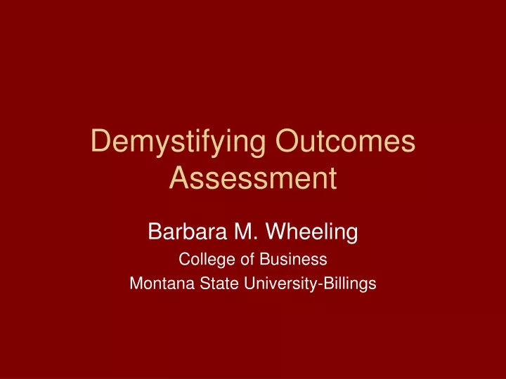 demystifying outcomes assessment