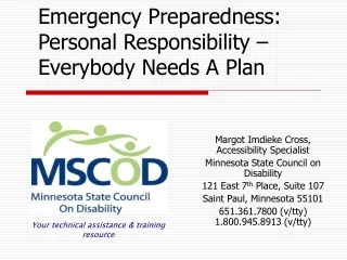 Emergency Preparedness: Personal Responsibility – Everybody Needs A Plan