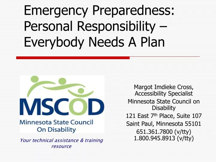emergency preparedness personal responsibility everybody needs a plan