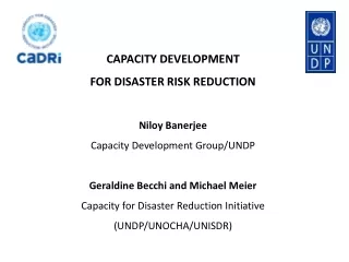 CAPACITY DEVELOPMENT  FOR DISASTER RISK REDUCTION  Niloy Banerjee Capacity Development Group/UNDP