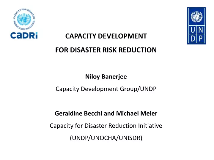 capacity development for disaster risk reduction