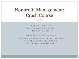 Nonprofit Management: Crash Course