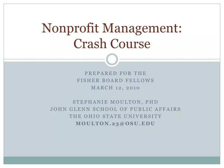 nonprofit management crash course