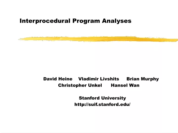 interprocedural program analyses