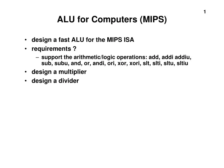 alu for computers mips