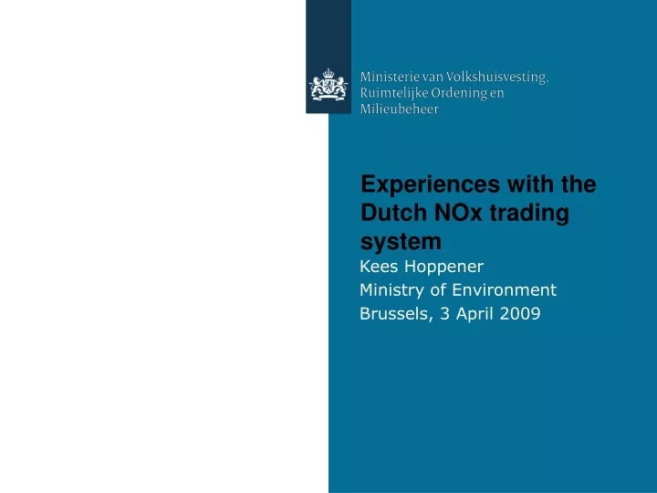 experiences with the dutch nox trading system