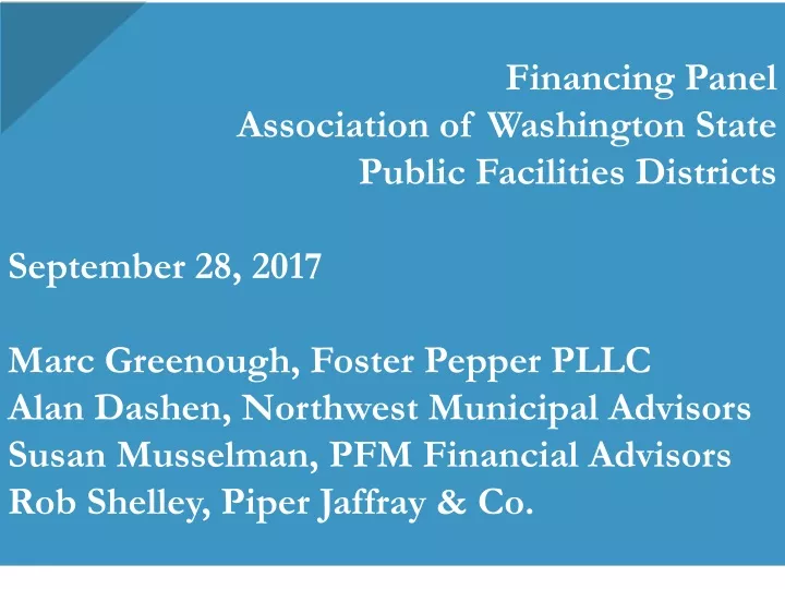financing panel association of washington state