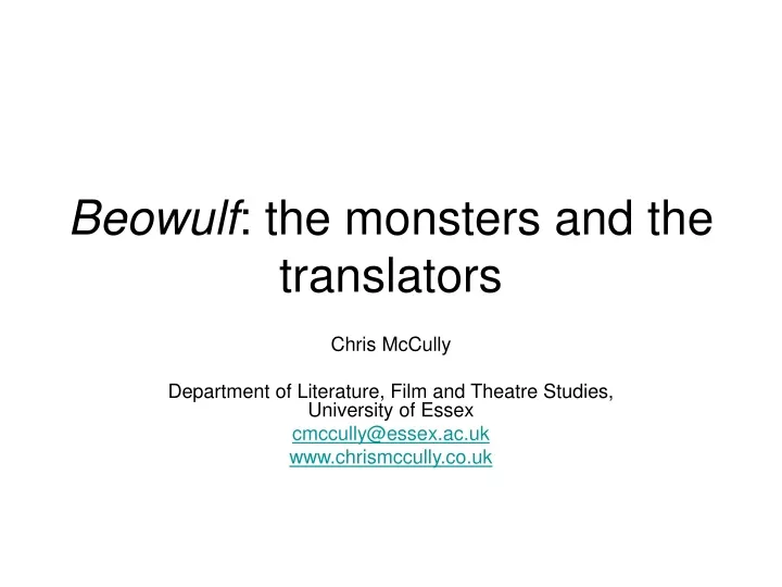 beowulf the monsters and the translators