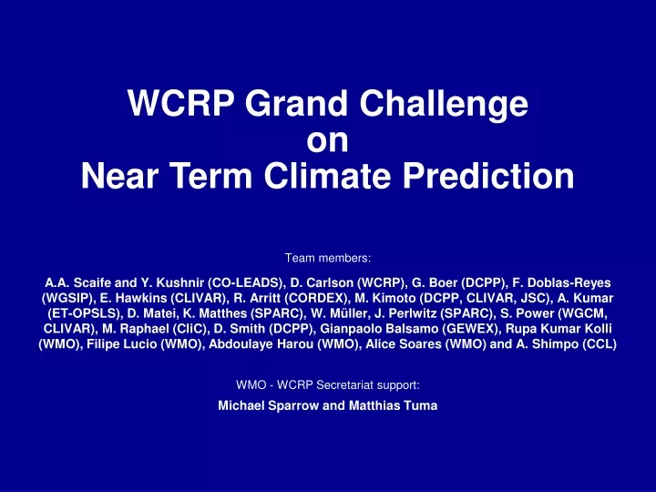 wcrp grand challenge on near term climate