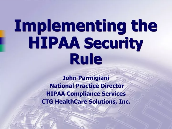 implementing the hipaa security rule