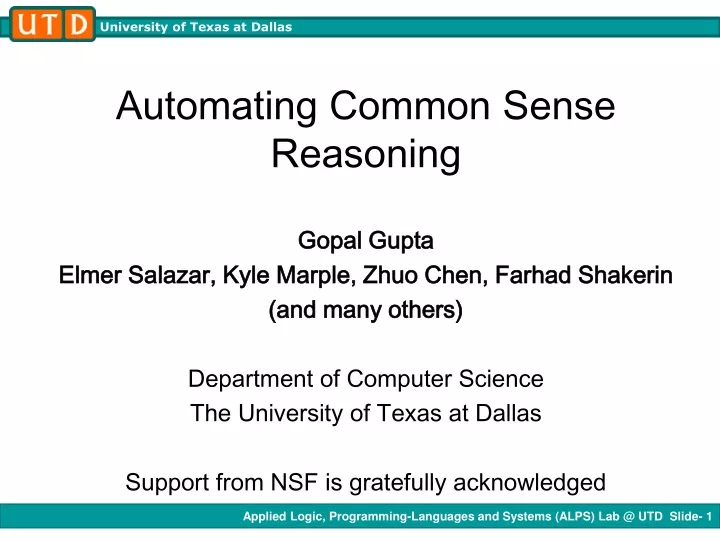 automating common sense reasoning