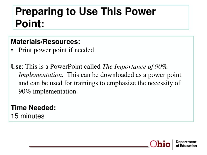preparing to use this power point