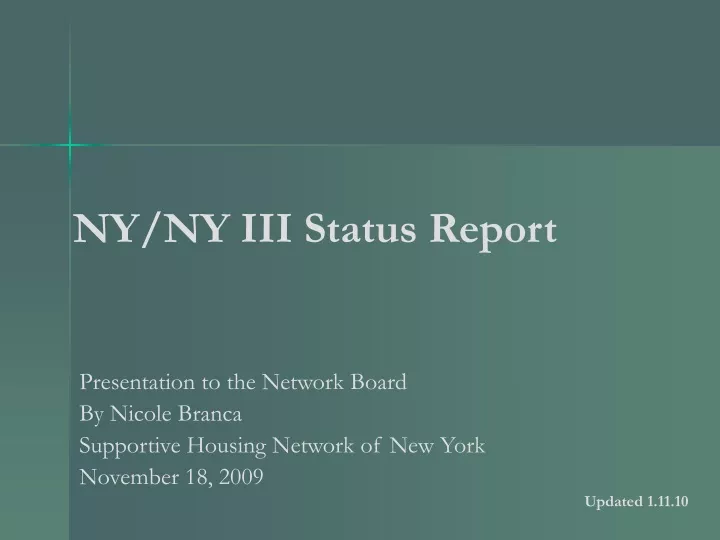 ny ny iii status report