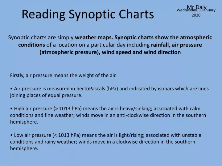 reading synoptic charts