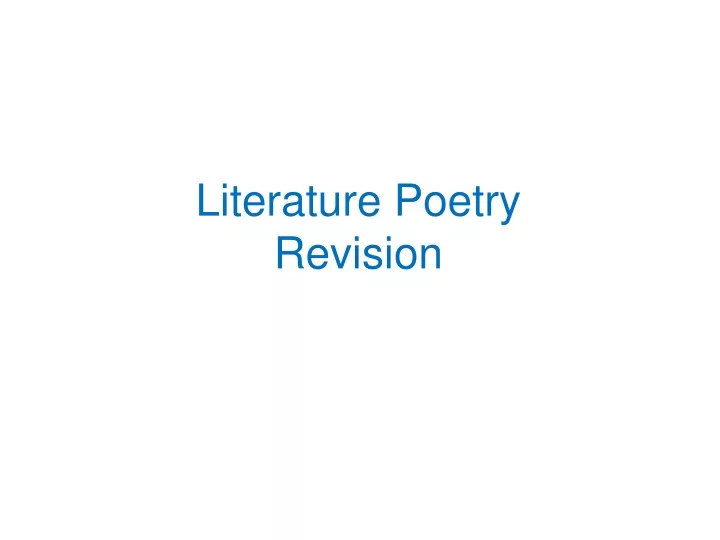 literature poetry revision