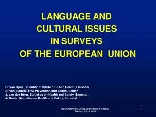 LANGUAGE AND  CULTURAL ISSUES  IN SURVEYS  OF THE EUROPEAN  UNION